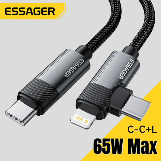 RDT 65W Max 2 in 1 Type C Lightning fast Wire For Samsung IPhone 14 13 12 11 Pro Max