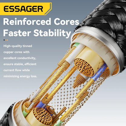 RDT 4 In 1 Digital Display USB Cable Type C 100W PD Fast Charging Wire For iPhone Macbook iPad Xiaomi Type C Lighting Cable