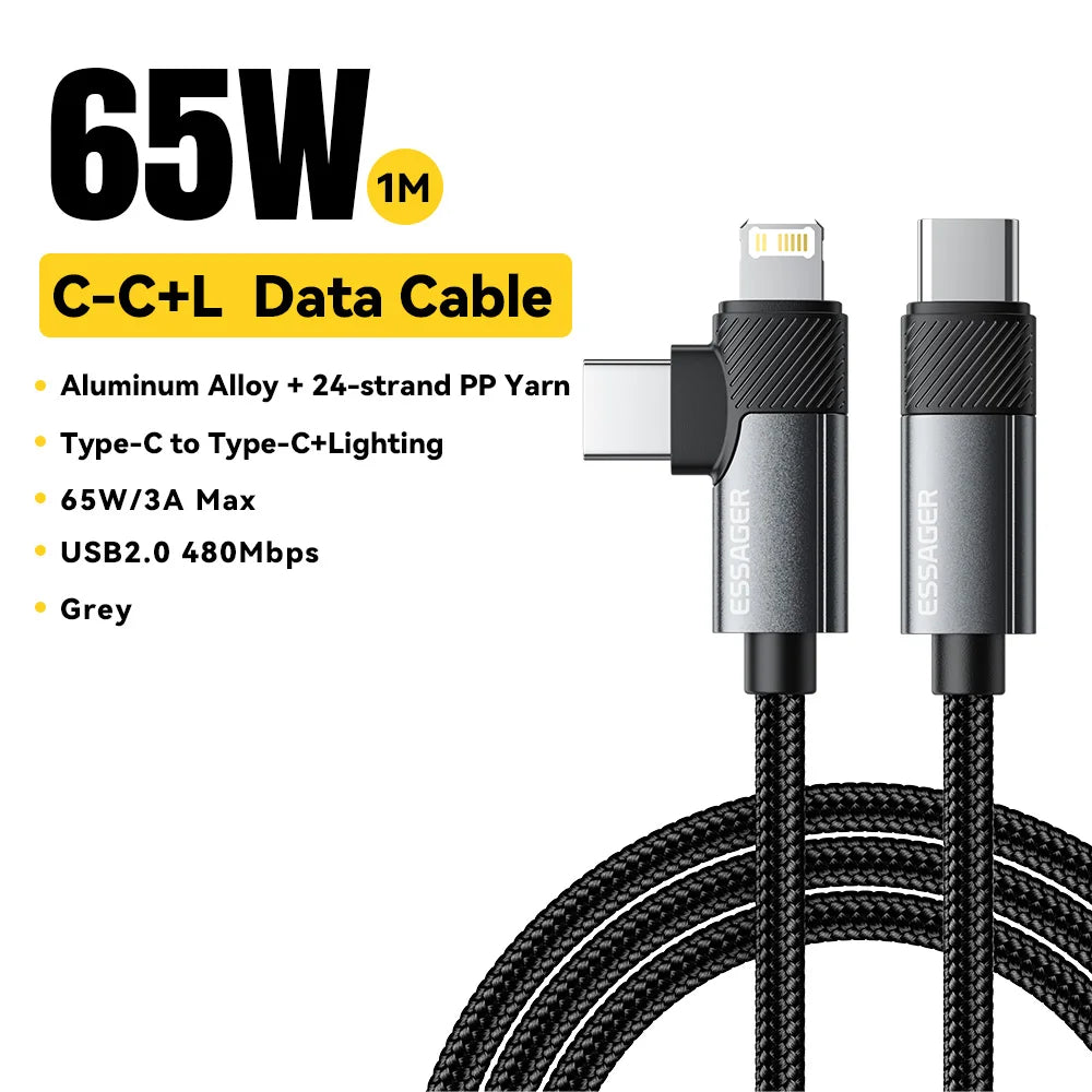 RDT 65W Max 2 in 1 Type C Lightning fast Wire For Samsung IPhone 14 13 12 11 Pro Max