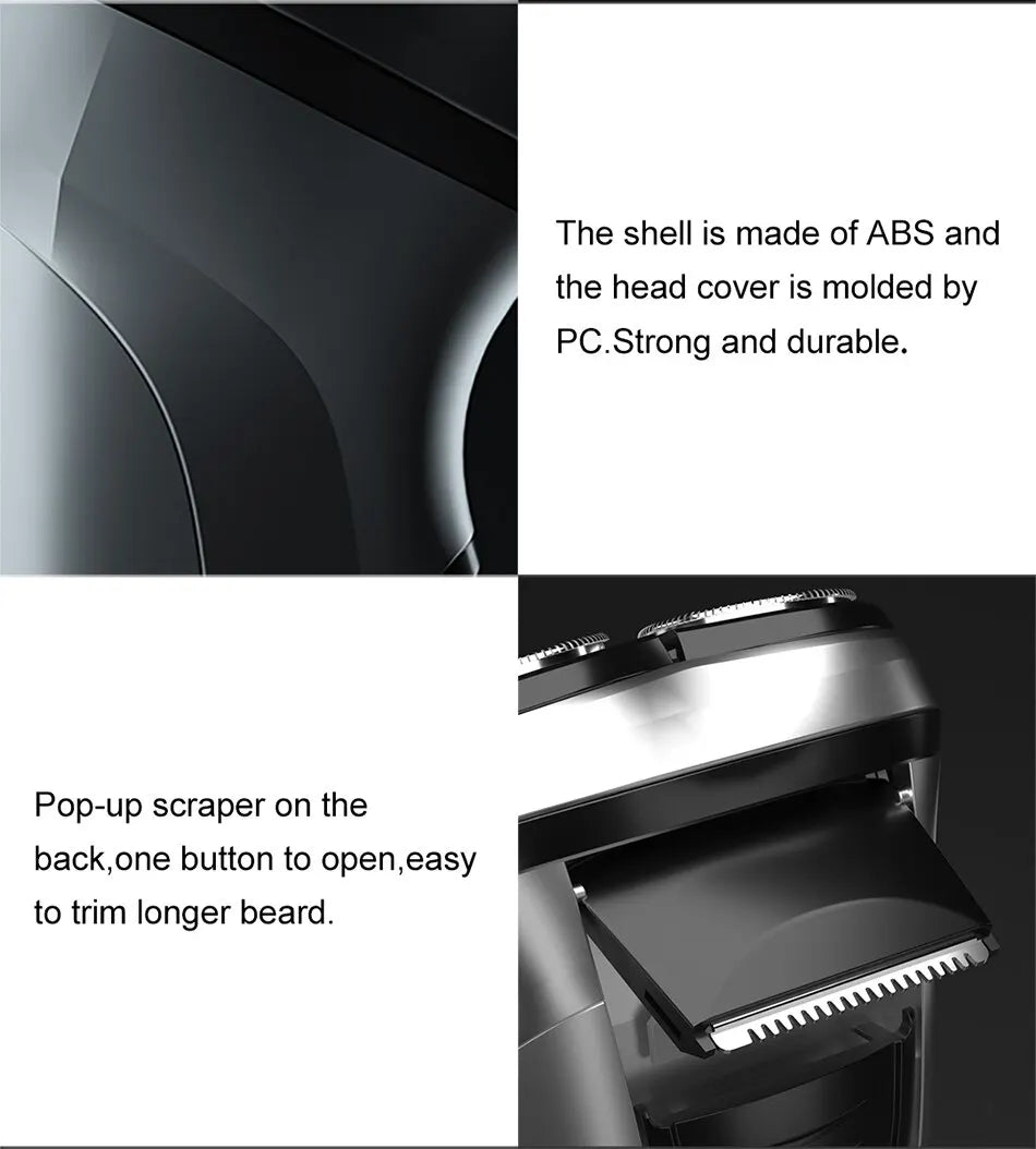 RDT Blackstone Electrical Rotary Shaver for Men 3D Floating Blade Washable Type-C USB Rechargeable