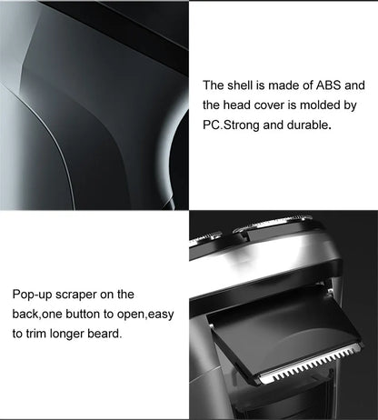 RDT Blackstone Electrical Rotary Shaver for Men 3D Floating Blade Washable Type-C USB Rechargeable