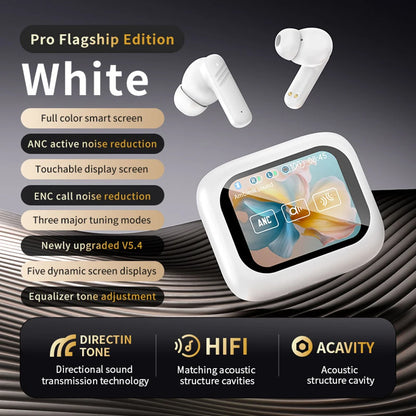 RDT New Full Touch Screen Headphones ANC Bluetooth 5.4 Noise Cancelling Earphones HiFi Stereo Wireless In-Ear ENC Earbuds With Mic
