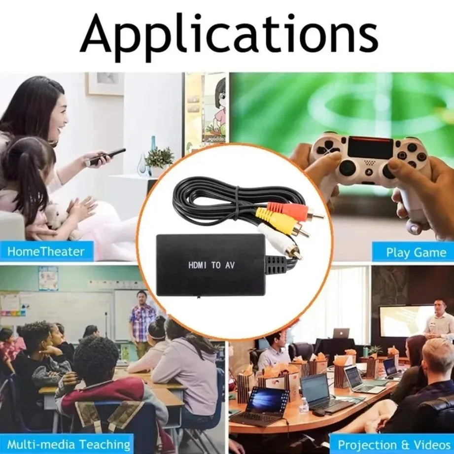 RDT HDMI-compatible To RCA AV/CVBS Adapter Video Converter Box Supports PAL/NTSC Compatible for TV, DVD, Blu-ray Player, HD Box