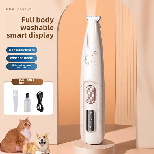 RDT Pet Grooming Clippers Dog Cat LED Light Waterproof Electric Trimmer for Paws Feet