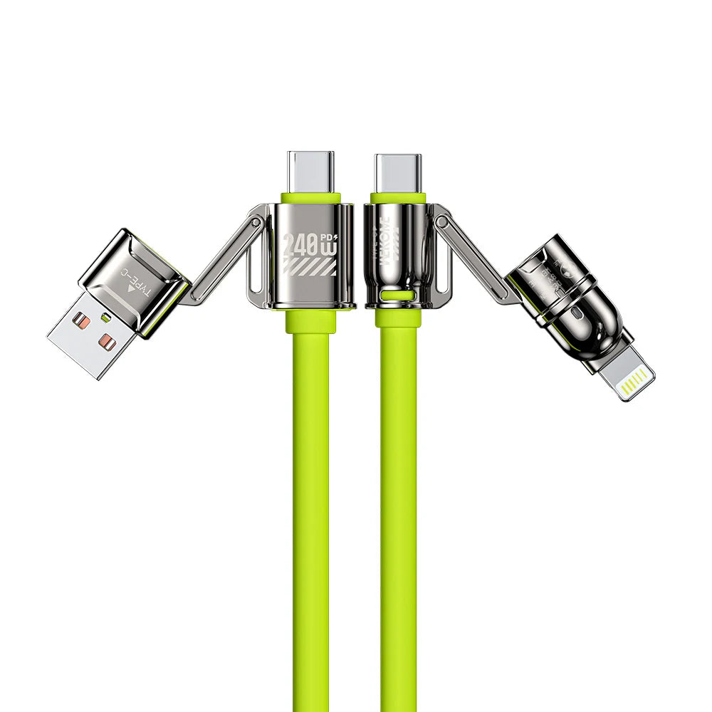 RDT 4-in-1 Cable 240W Super Fast Charging Multiple Functions for iPhone8-16 ProMax iPad Notebook