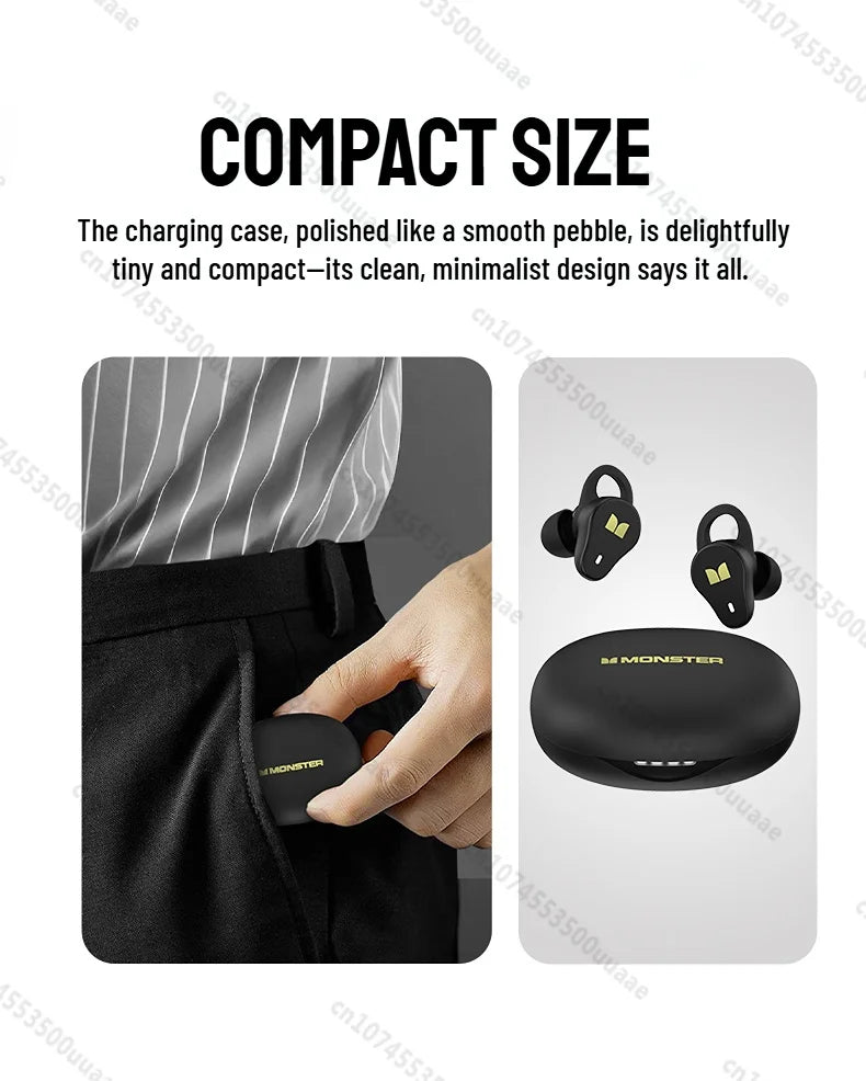 RDT Monster N-Lite 210 Mini Invisible Sports Earphones in-Ear Deep Bass Bluetooth 5.4 Waterproof Wireless Earbuds