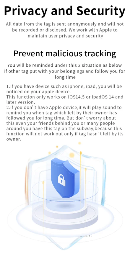 RDT Security Bluetooth GPS Tag Based on iphone Find My app Anti-lose Tracker Sound