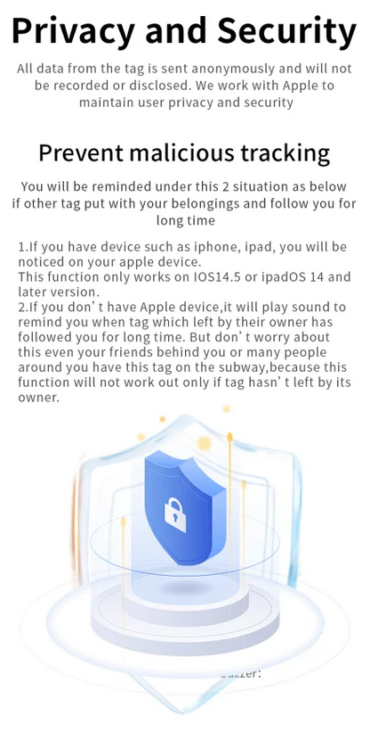 RDT Security Bluetooth GPS Tag Based on iphone Find My app Anti-lose Tracker Sound
