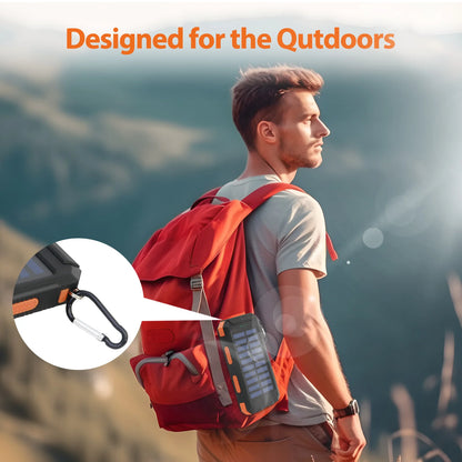 RDT 20000mAh Solar Power Bank Portable Solar Charger Waterproof Dual 5V USB Ports 2 LED Light Flashlight
