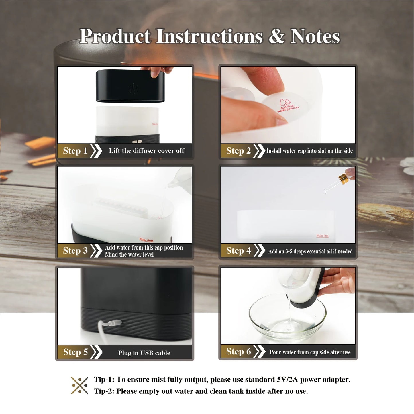 20 Bottles Essential Oils & Aroma Humidifier Set Lavender Jasmine Eucalyptus