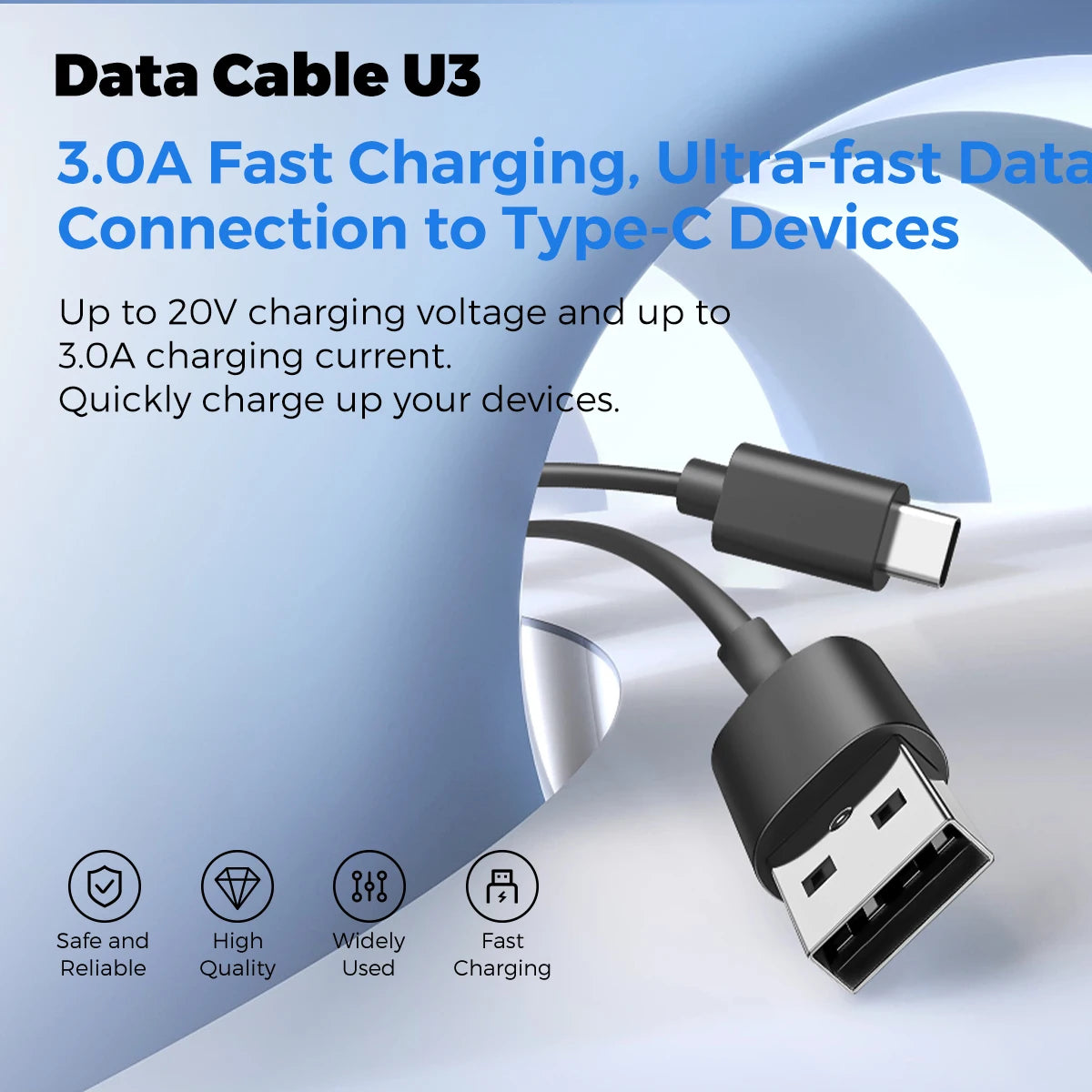 RDT U1-U4 Data Cables Fast Charging USB C to Lightning Type-C to C Cable for All Devices Smart Chip Protection