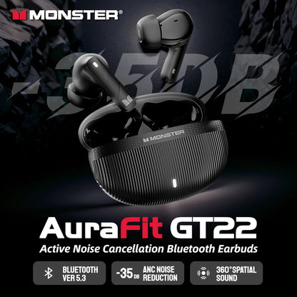RDT Monster AuraFit Earbuds 360° Stereo Wireless Bluetooth Headphone ANC 5.3 Earphone