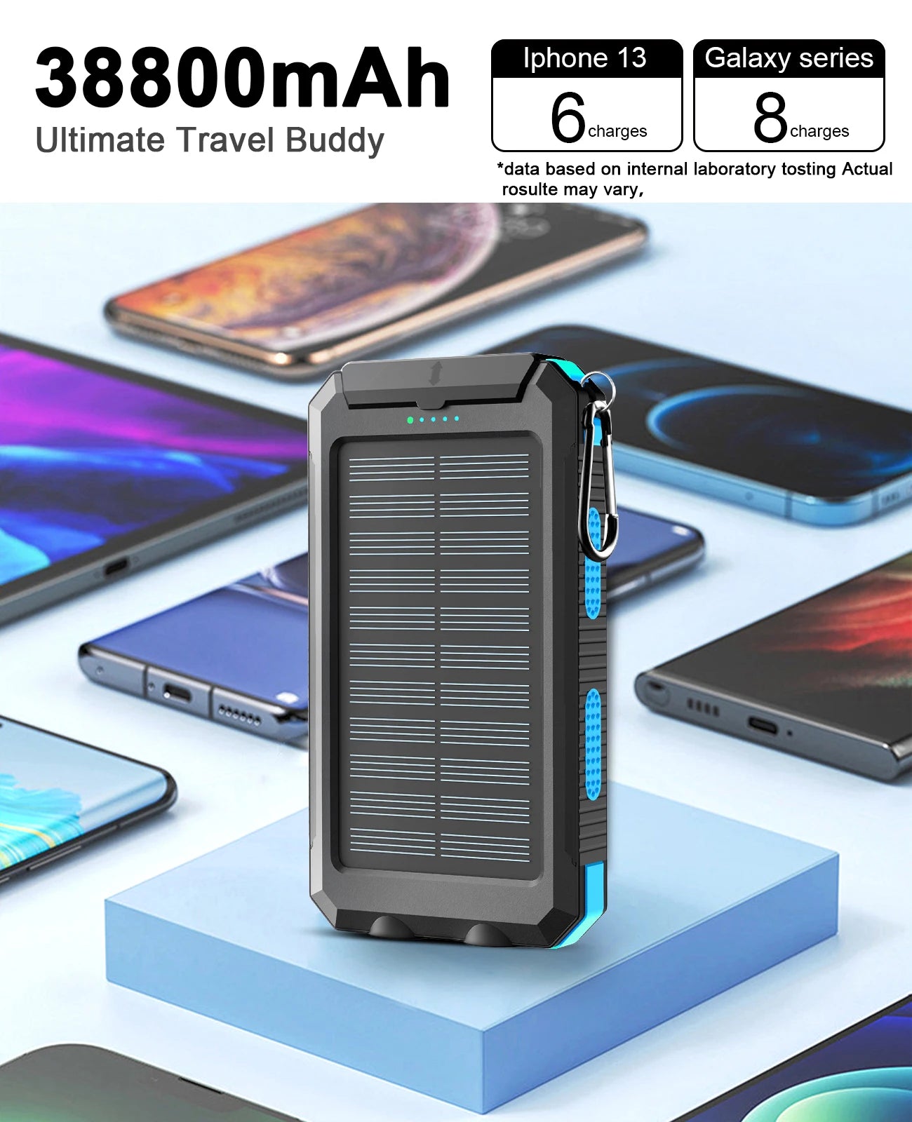RDT Waterproof Outdoor Solar Power Bank 38800mAh Dual USB Travel Powerbanks For Camping