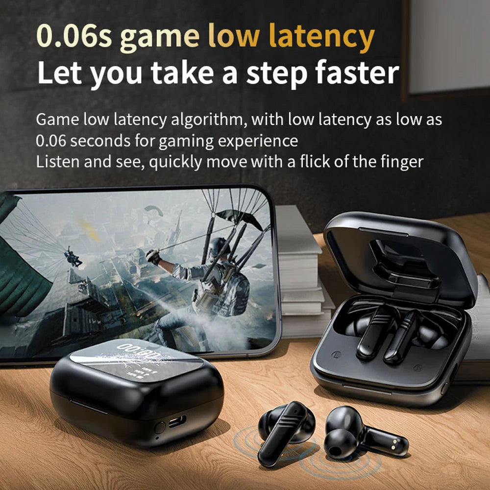 RDT New Full Touch Screen Headphones ANC Bluetooth 5.4 Noise Cancelling Earphones HiFi Stereo Wireless In-Ear ENC Earbuds With Mic