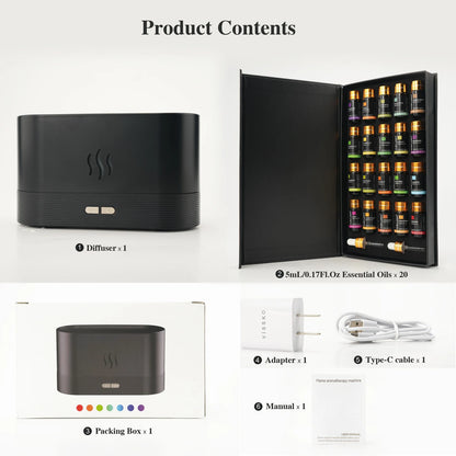 20 Bottles Essential Oils & Aroma Humidifier Set Lavender Jasmine Eucalyptus