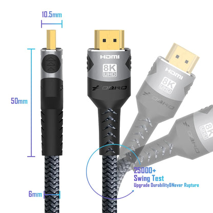 RDT 8K HDMI Cable 2.1 48Gbps  High Speed HDMI Braided Cord HDR 10 for Compatible Laptop/PS5