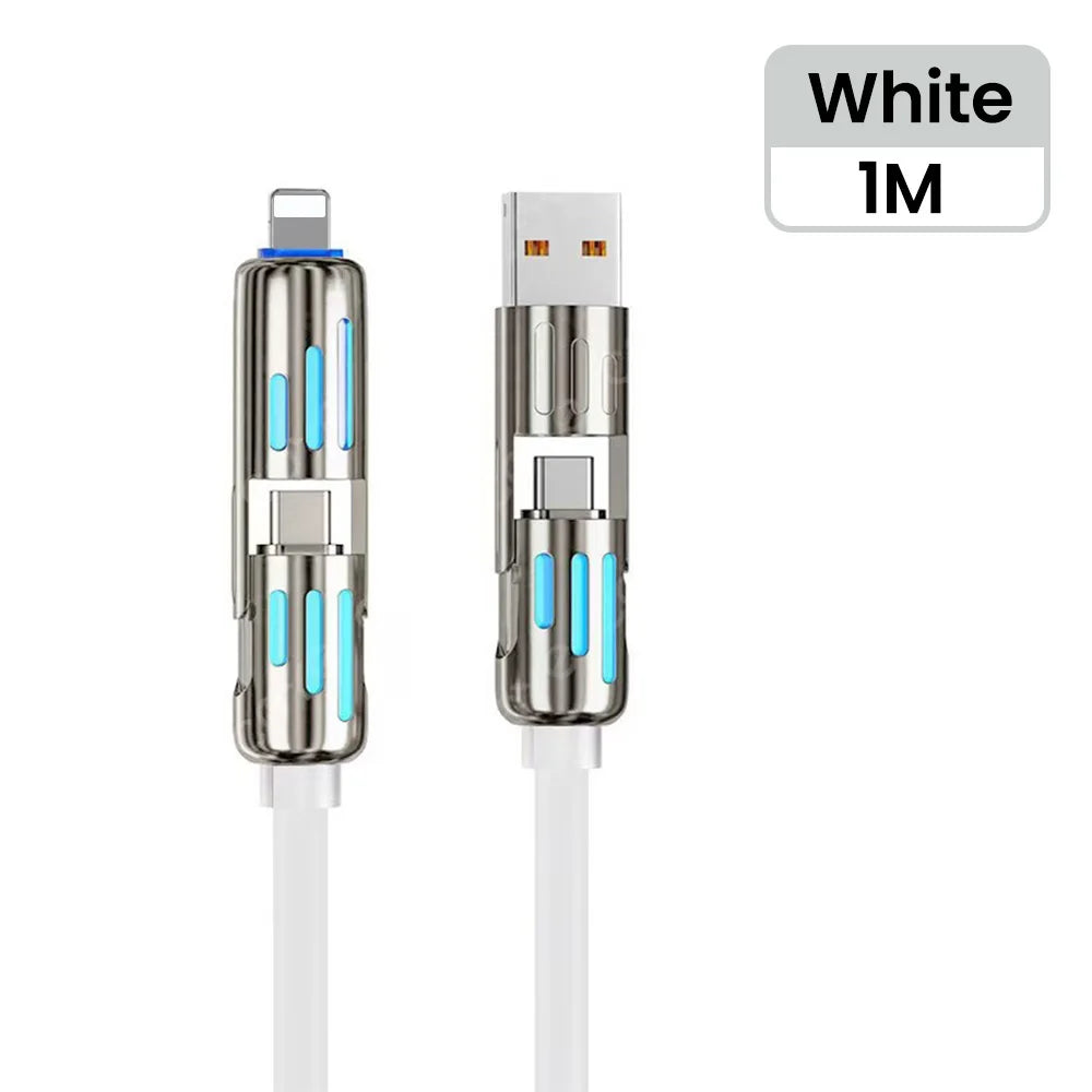 RDT 4 in 1 240W USB Type C Silicone Fast Charging Cable 5A USB Type C To Lightning Super Fast Charge Data Cable For iPhone 15 Xiaomi