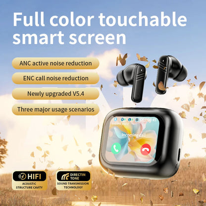 RDT New Full Touch Screen Headphones ANC Bluetooth 5.4 Noise Cancelling Earphones HiFi Stereo Wireless In-Ear ENC Earbuds With Mic