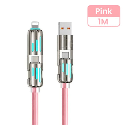 RDT 4 in 1 240W USB Type C Silicone Fast Charging Cable 5A USB Type C To Lightning Super Fast Charge Data Cable For iPhone 15 Xiaomi