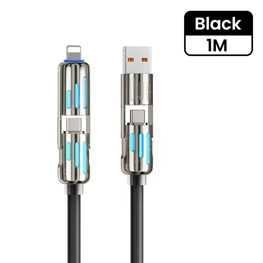 RDT 4 in 1 240W USB Type C Silicone Fast Charging Cable 5A USB Type C To Lightning Super Fast Charge Data Cable For iPhone 15 Xiaomi