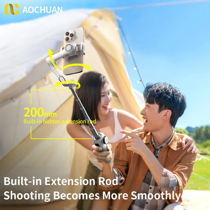 RDT 3-Axis Handheld Gimbal Phone Stabilizer with Extension Rod  8.0 Anti Shake Face Tracking for Phone Outdoor Shooting Vlog