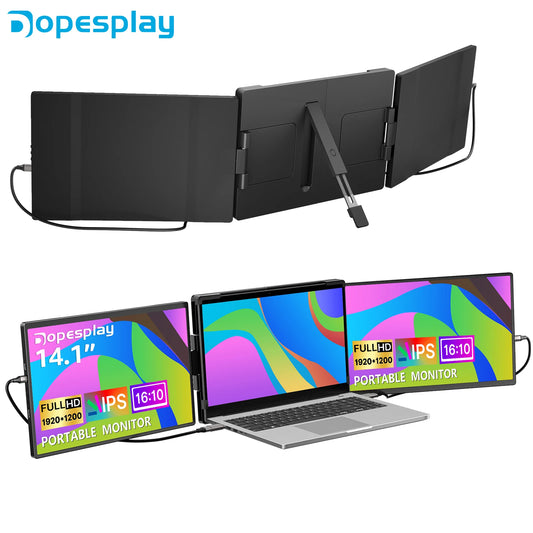 RDT Dopesplay Triple Dual Laptop Screen Extender FHD 1200P 14.1 inch Portable Monitors For Windows Mac Android Laptops 14-17.3inch