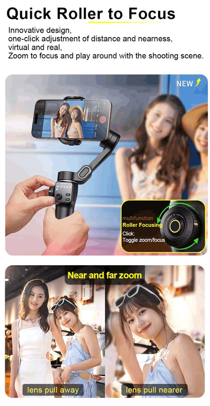 RDT 3-Axis Handheld Gimbal Phone Stabilizer with Extension Rod  8.0 Anti Shake Face Tracking for Phone Outdoor Shooting Vlog