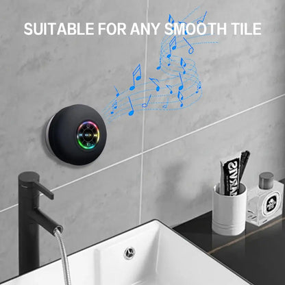 RDT Waterproof Bluetooth Speaker with LED Lights Portable Wireless Shower Speaker with Suction Cup for Bathroom Outdoor TraveL