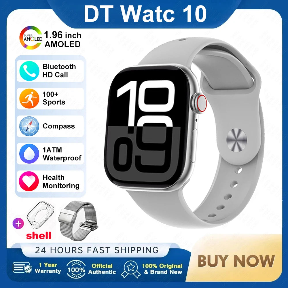 RDT 2025 DT Watch 10 Smart Watch Men 2.01inch AMOLED 16GB Memory Music 3D Surround BT Call Waterproof