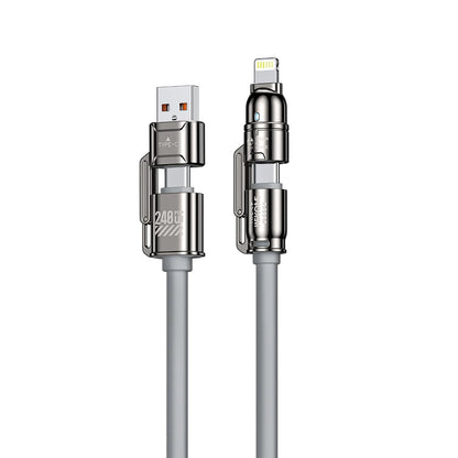 RDT 4-in-1 Cable 240W Super Fast Charging Multiple Functions for iPhone8-16 ProMax iPad Notebook