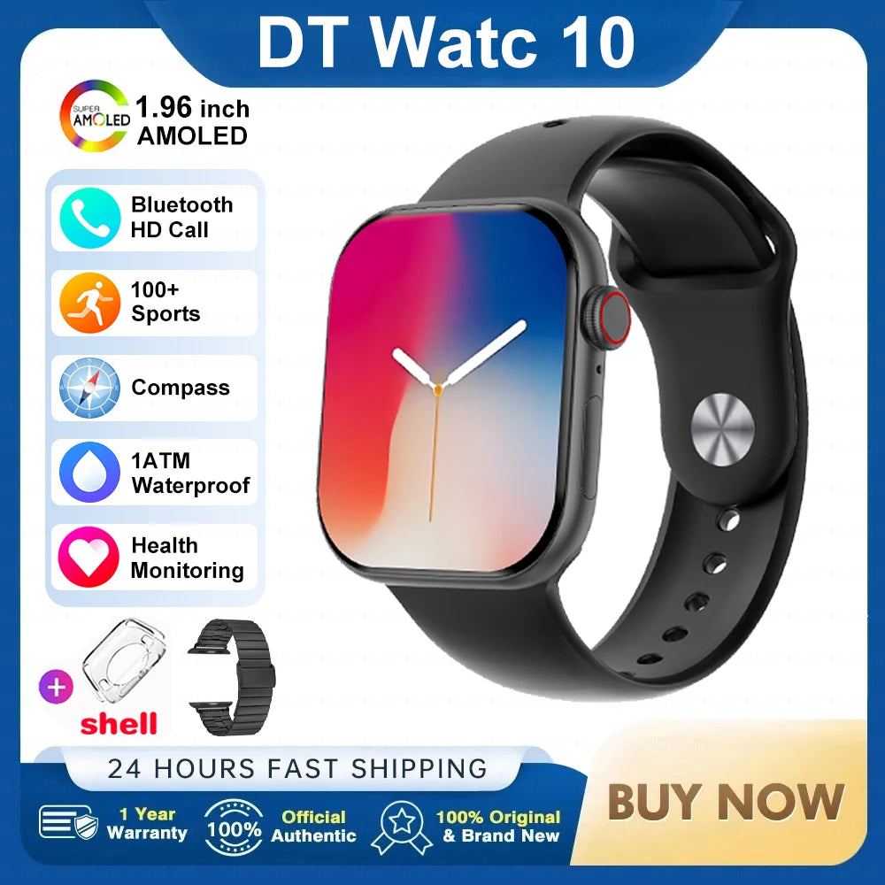 RDT 2025 DT Watch 10 Smart Watch Men 2.01inch AMOLED 16GB Memory Music 3D Surround BT Call Waterproof