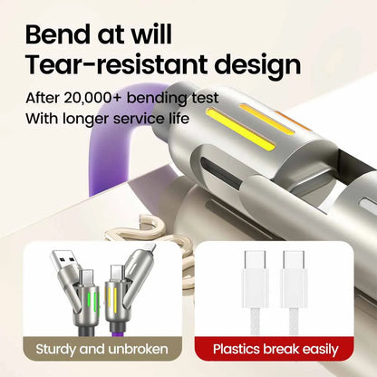 RDT 4 in 1 240W USB Type C Silicone Fast Charging Cable 5A USB Type C To Lightning Super Fast Charge Data Cable For iPhone 15 Xiaomi