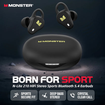 RDT Monster N-Lite 210 Mini Invisible Sports Earphones in-Ear Deep Bass Bluetooth 5.4 Waterproof Wireless Earbuds