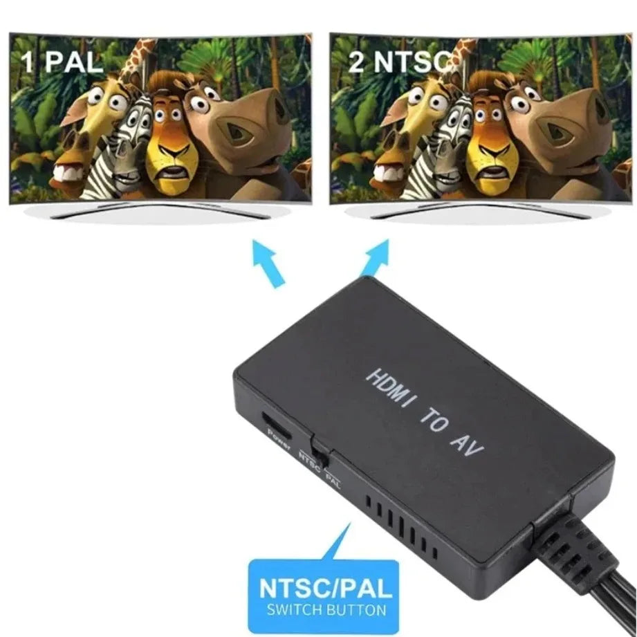 RDT HDMI-compatible To RCA AV/CVBS Adapter Video Converter Box Supports PAL/NTSC Compatible for TV, DVD, Blu-ray Player, HD Box