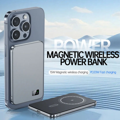 RDT Ultra Thin Power Bank for MagSafe, Fast Charging LED Display Portable Battery For iPhone Samsung Phone Airpods