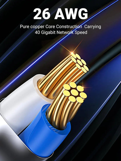 RDT long CAT 8 Flat Network Internet Cable 40Gbps LAN Cable Patch Cord for Modem Router Gaming PC PS4/5/6 Xbox