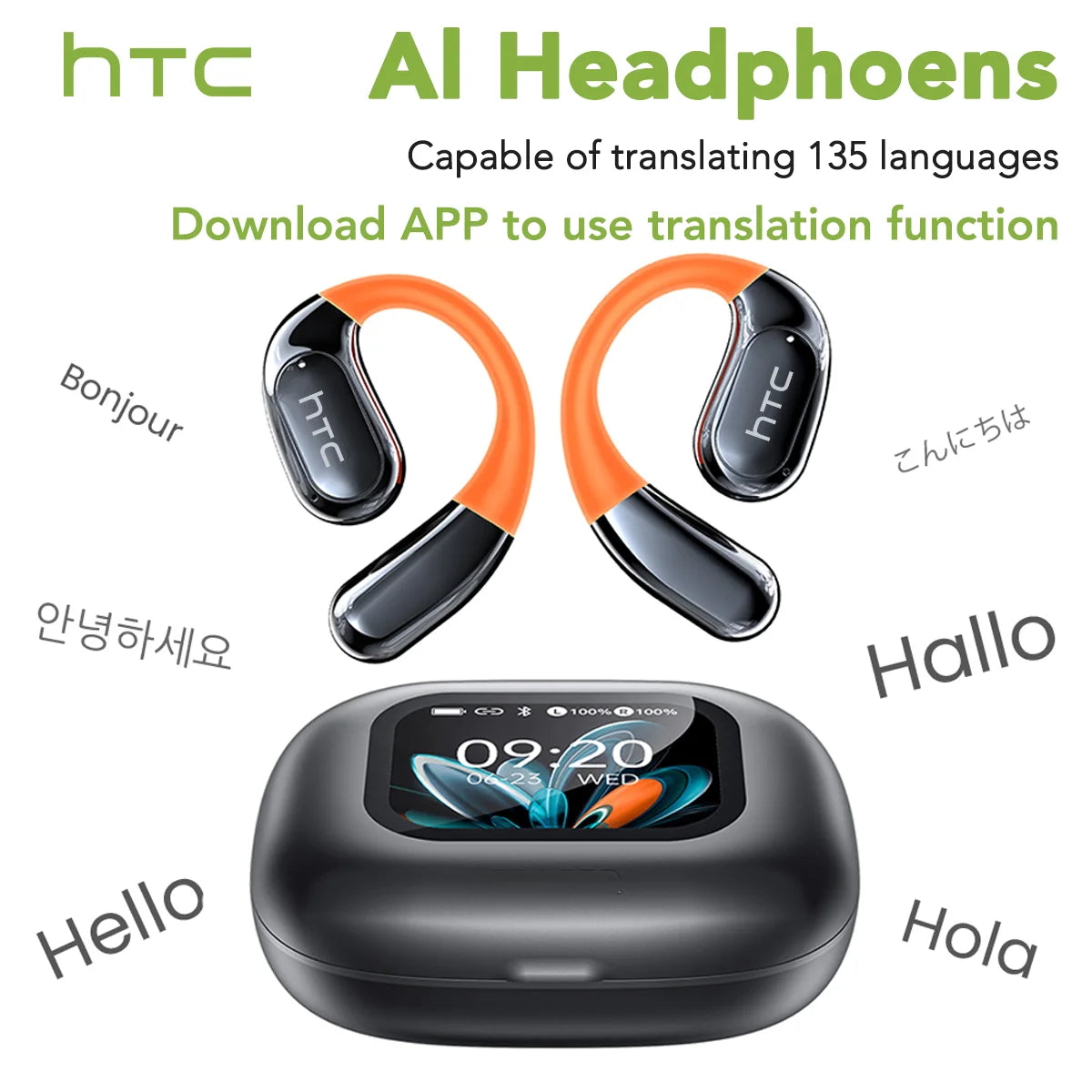 RDT Wireless Headphones AI Translator Earbuds Sports Bluetooth