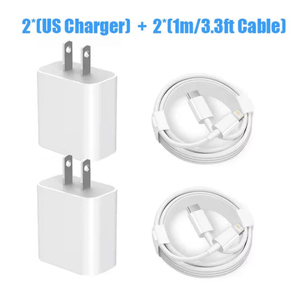 RDT 1-2 Sets 20W US PD Fast Charger For iPhone 14 13 12 11 Pro Max Plus XR