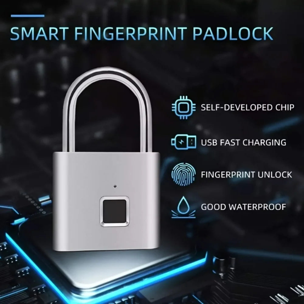 RDT Quality Waterproof Fingerprint Lock Keyless Anti-Theft Smart Lock Fingerprint Padlock Zinc Alloy Safety Electronic Door Locks