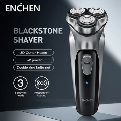 RDT Blackstone Electrical Rotary Shaver for Men 3D Floating Blade Washable Type-C USB Rechargeable