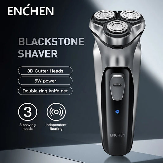 RDT Blackstone Electrical Rotary Shaver for Men 3D Floating Blade Washable Type-C USB Rechargeable