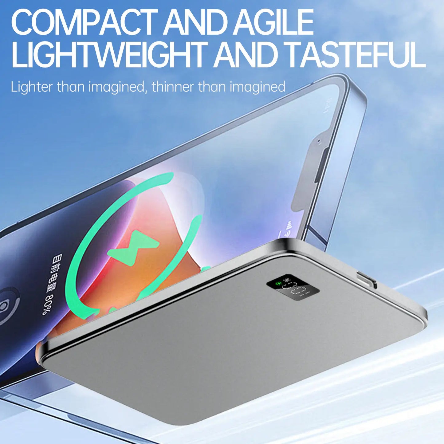 RDT Ultra Thin Power Bank for MagSafe, Fast Charging LED Display Portable Battery For iPhone Samsung Phone Airpods