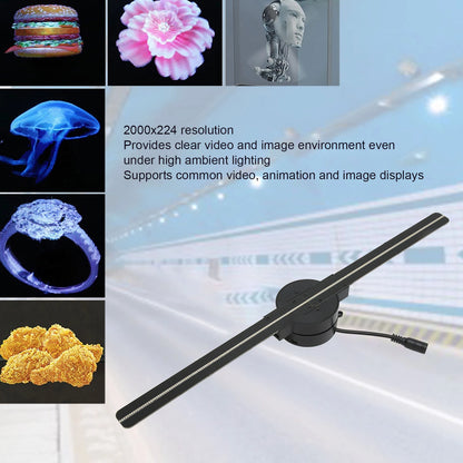 RDT 3D Hologram Fan 16.5in 2000x224 WiFi 3D Projector with LED Light