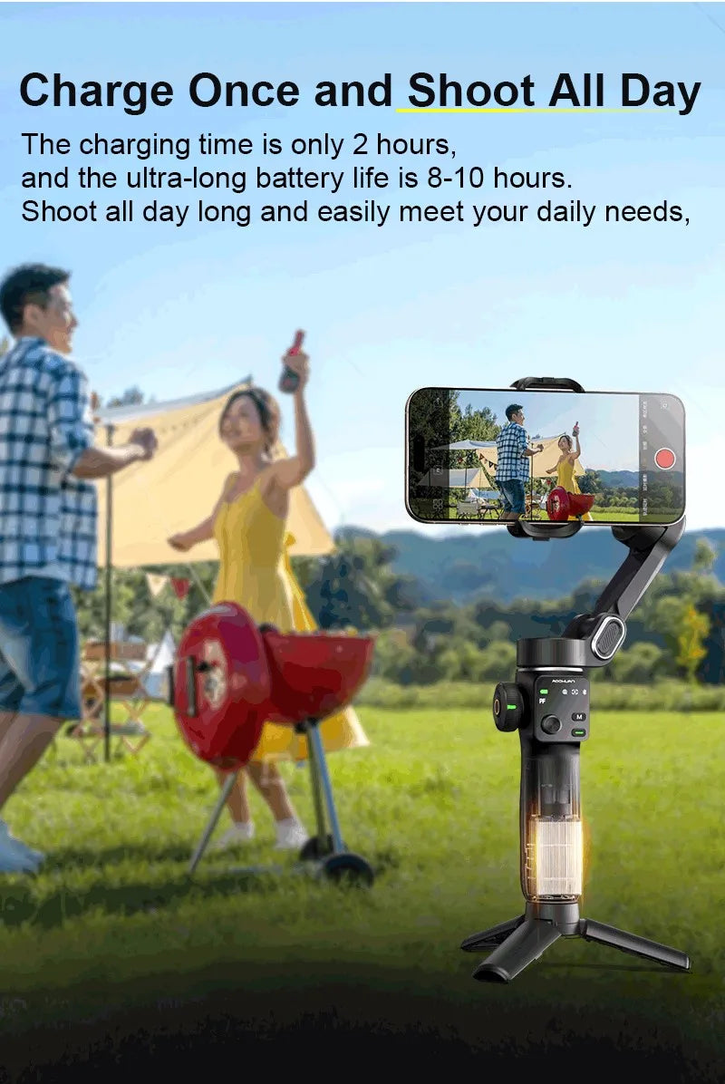 RDT 3-Axis Handheld Gimbal Phone Stabilizer with Extension Rod  8.0 Anti Shake Face Tracking for Phone Outdoor Shooting Vlog