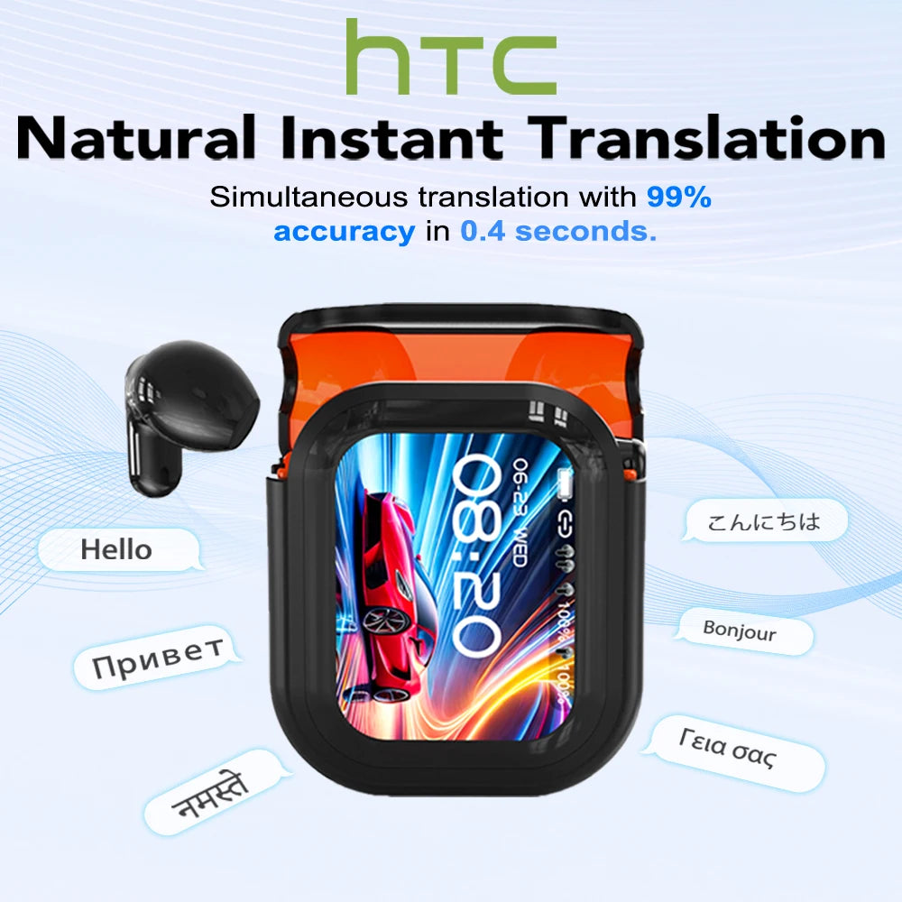 RDT Translator HTC NE20 New Bluetooth 6.0 Wireless Headphones Translation Earphones IPX4 Waterproof Rating Long Battery Life