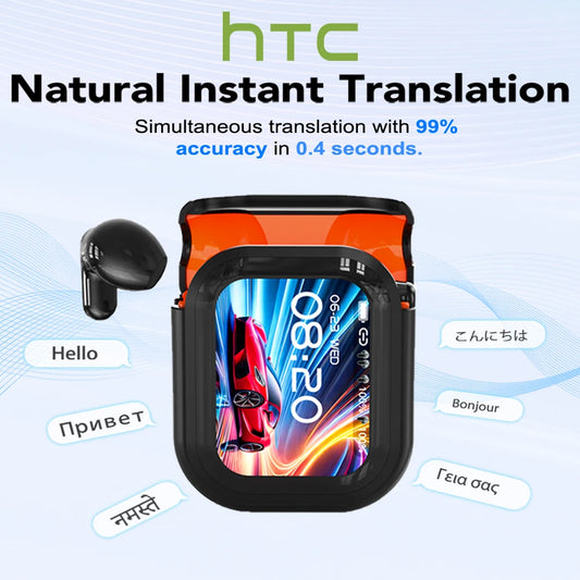 RDT Translator HTC NE20 New Bluetooth 6.0 Wireless Headphones Translation Earphones IPX4 Waterproof Rating Long Battery Life