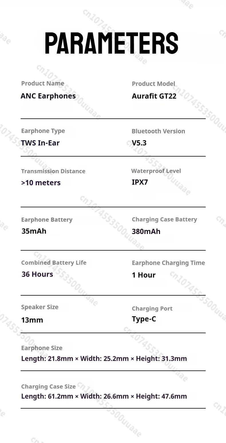 RDT Monster AuraFit Earbuds 360° Stereo Wireless Bluetooth Headphone ANC 5.3 Earphone