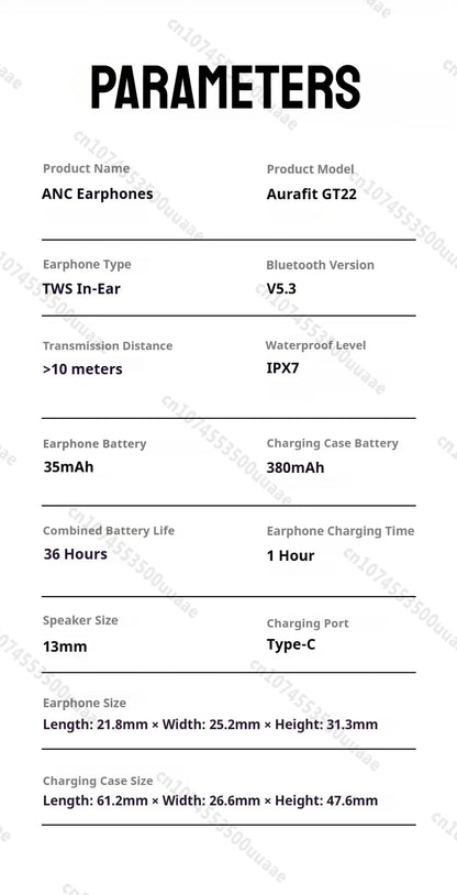 RDT Monster AuraFit Earbuds 360° Stereo Wireless Bluetooth Headphone ANC 5.3 Earphone