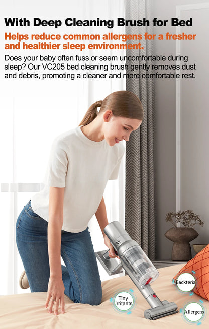 RDT VC205 Cordless Handheld Vacuum Cleaner,27000PA,Touch Screen Smart Dust Sensor
