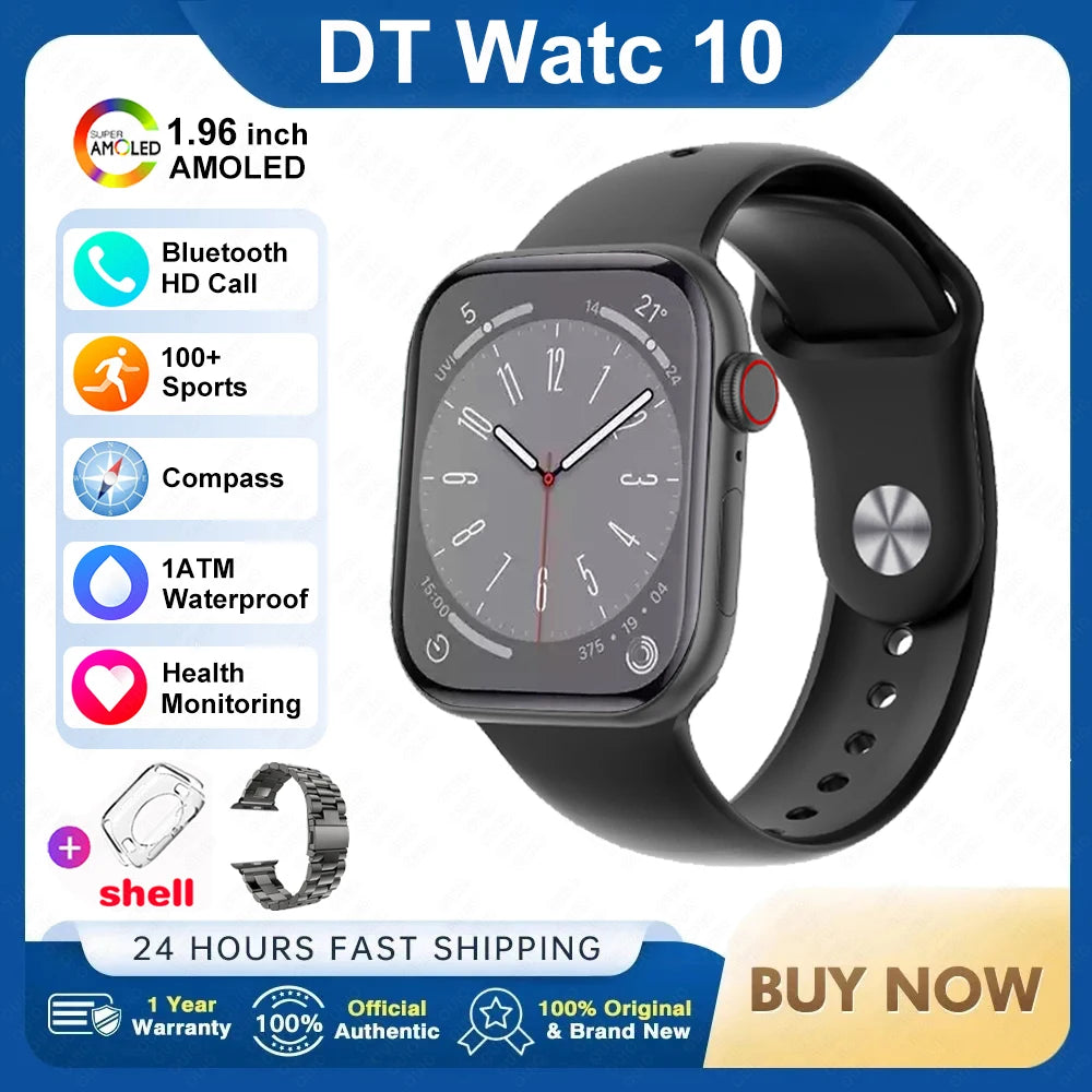 RDT 2025 DT Watch 10 Smart Watch Men 2.01inch AMOLED 16GB Memory Music 3D Surround BT Call Waterproof